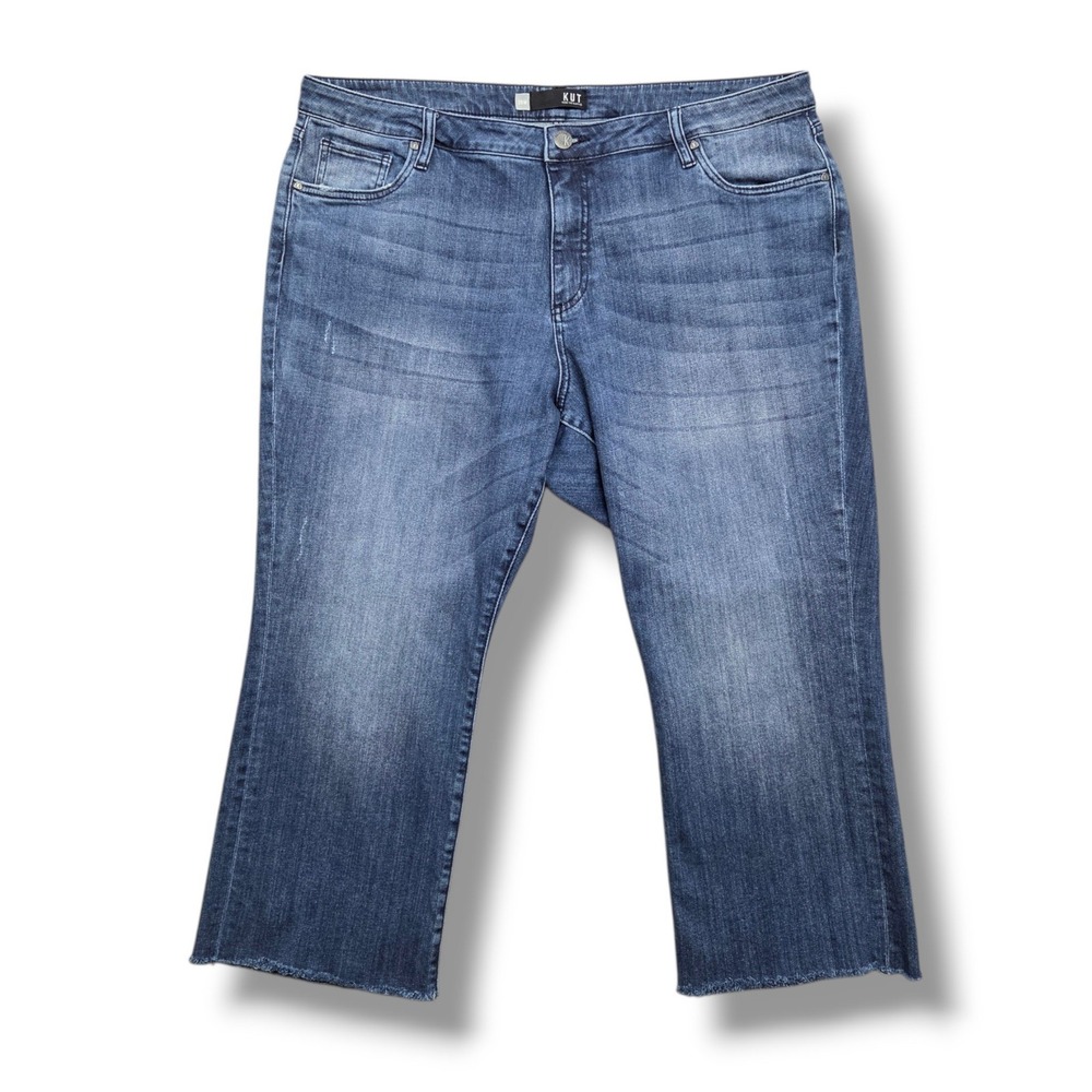Kut from the Kloth Kelsey Jeans Womens 20W Fab Ab Ankle Flare High Rise Fray Hem